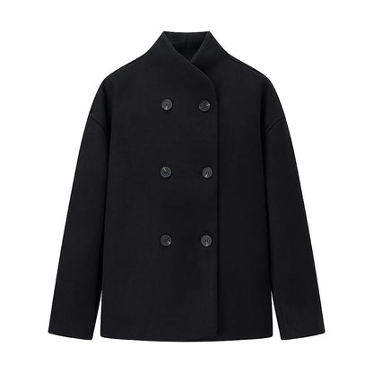 Women's Oversized Wool Jacket Modern Stand-Up Collar Elegant
