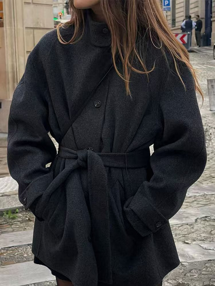 Women's Modern Fitted Wool Jacket with Collar