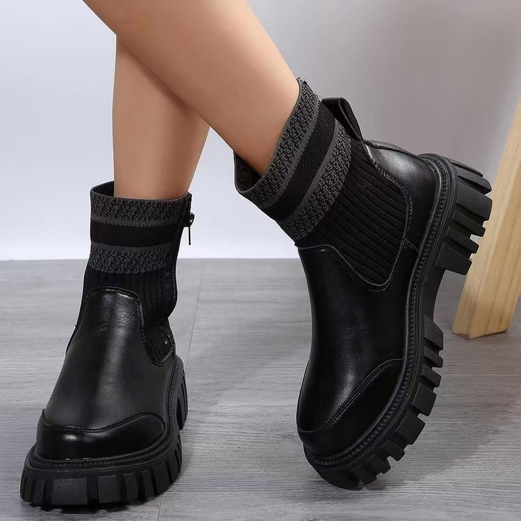 Women's Biker Boots Sturdy Elastic