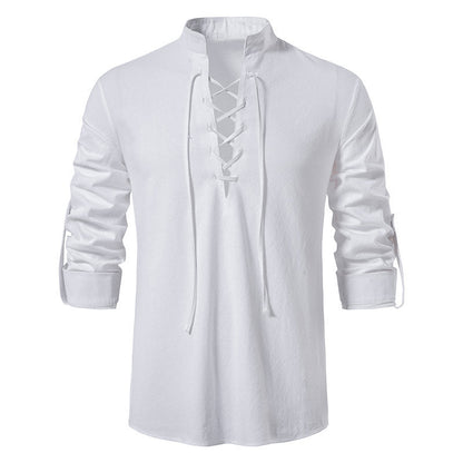 Herren Langarmshirt Lässig Schnüren