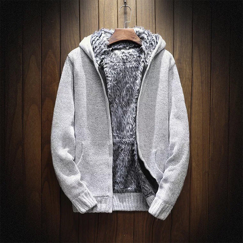 Men's Hooded Jacket Soft Fleece Warm Insulated