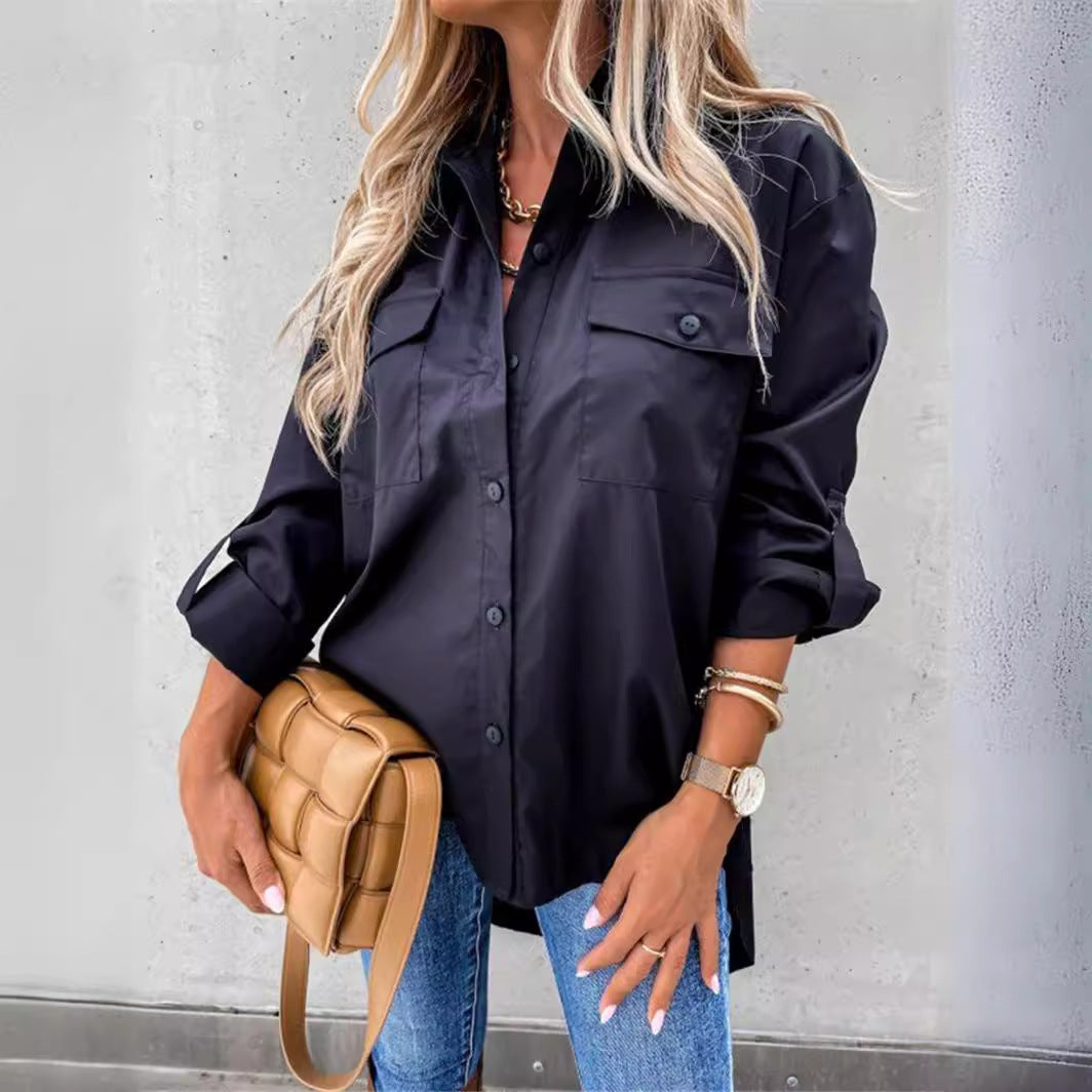 Women's Modern Lightweight Blouse with Chest Pockets