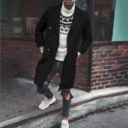 Men's Elegant Long Black Coat