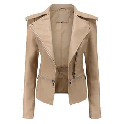 Women's Leather Jacket Biker Style Asymmetrical