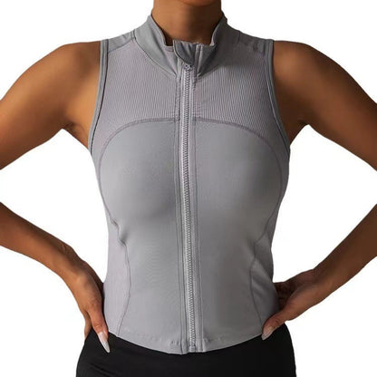 Women's Elegant Fitness Top with Zipper