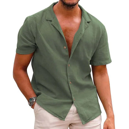 Men's Linen Shirt Summer Short Sleeve Lightweight