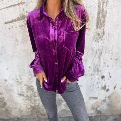 Damen Elegante Seidenbluse Klassischer Stil Langärmlig - IdealeKleiden