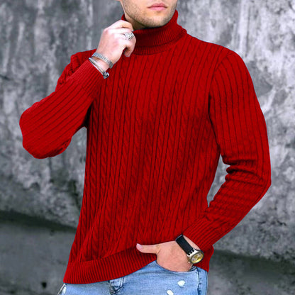Men's Turtleneck Sweater Elegant Cable Knit Design