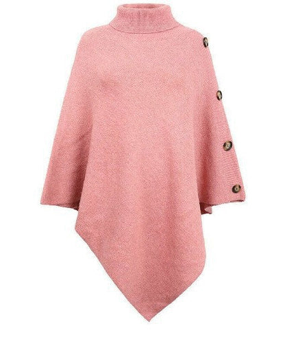 Women's Poncho Knit Modern Buttons