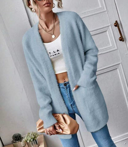 Women's Fluffy Cardigan Soft Plain Elegant Design