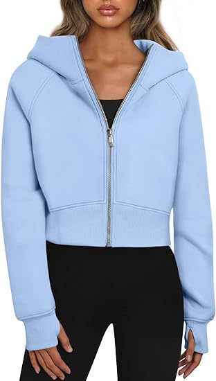 Women's Sporty Short Sleeve Zip-Up Hoodie