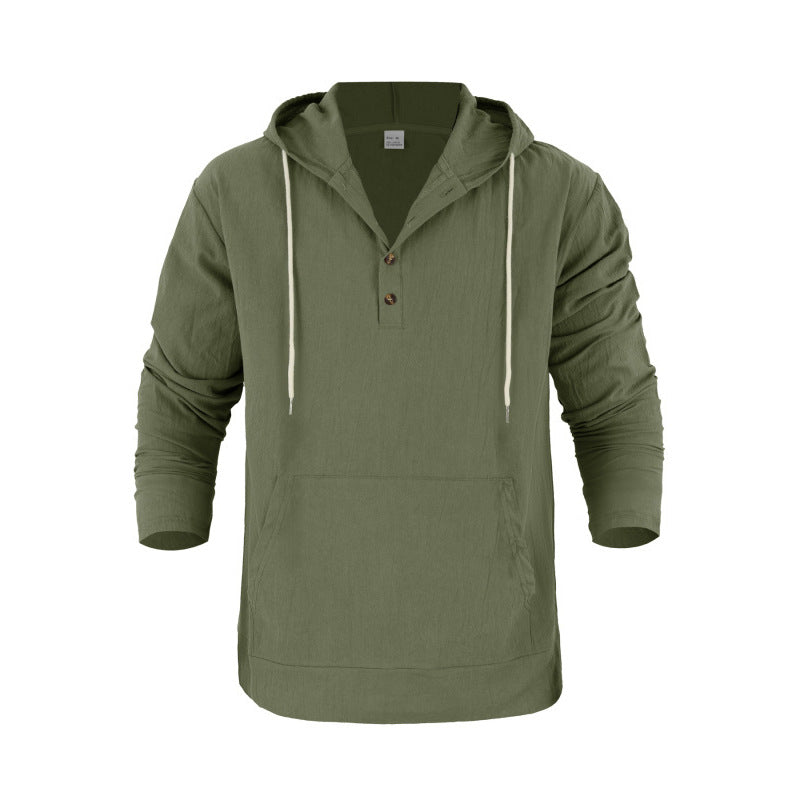 Men's Hoodie With Pockets And Buttons
