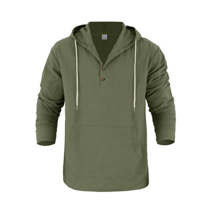 Men's Hoodie With Pockets And Buttons