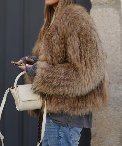 Women's Faux Fur Jacket Elegant Fluffy Winter Jacket