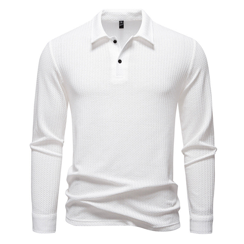 Men's Long-Sleeve Structured Elegant Polo Shirt