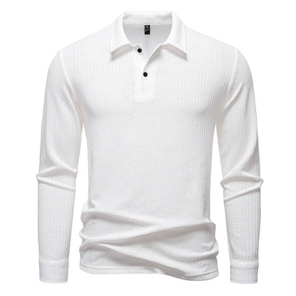 Men's Long-Sleeve Structured Elegant Polo Shirt