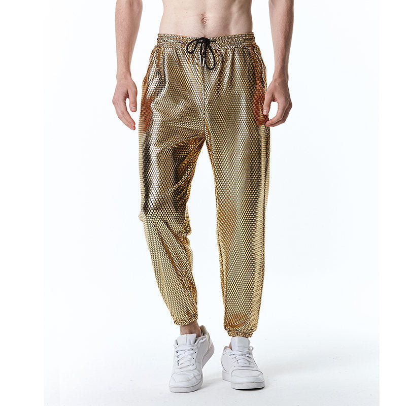 Men's Mesh Pants Metallic Trendy Summer Trousers