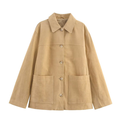 Women's Leather Jacket Casual Chic With Pockets