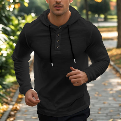 Men's Sport Hoodie with Pockets and Buttons