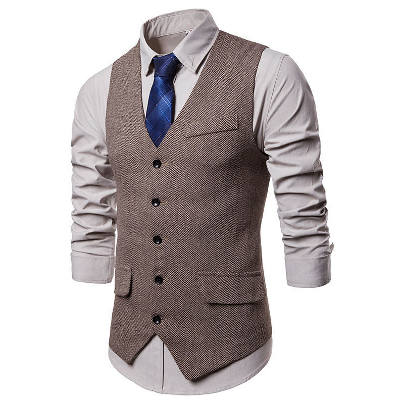 Men's Classic Herringbone Design Vest Practical