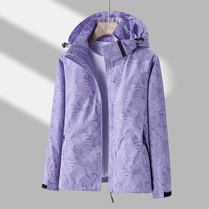 Women's Winter Jacket Hood Floral Print
