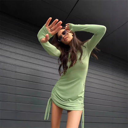 Figurformendes Minikleid Damen Elegant Langärmlig - IdealeKleiden
