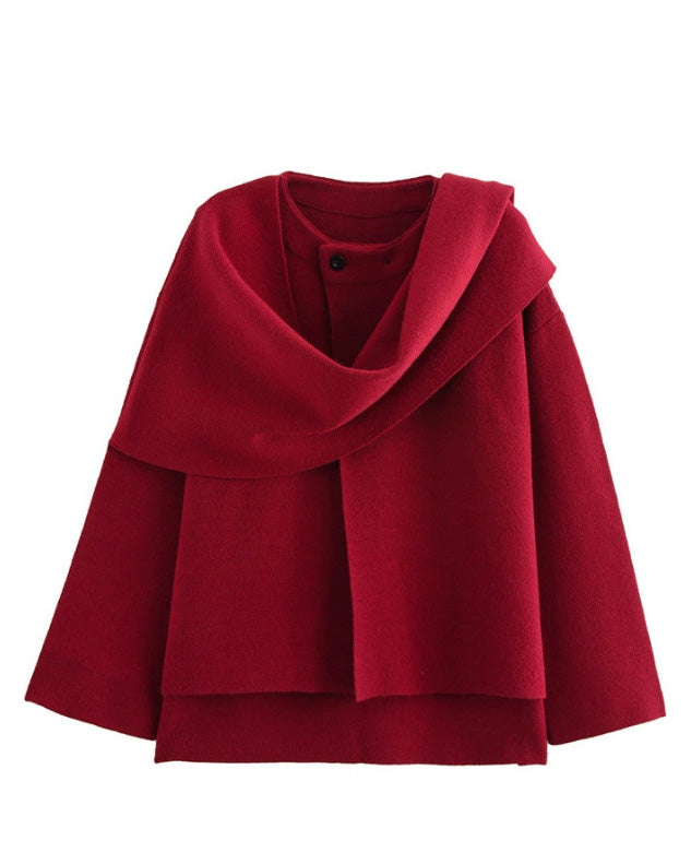 Stylish women's jacket with an asymmetrical scarf