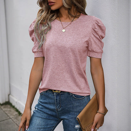 Elegant Women's T-Shirt with Puff Sleeves