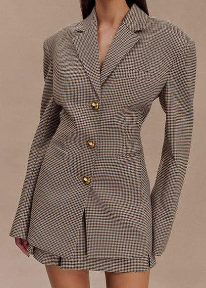 Elegant Women's Plaid Blazer Dress Set