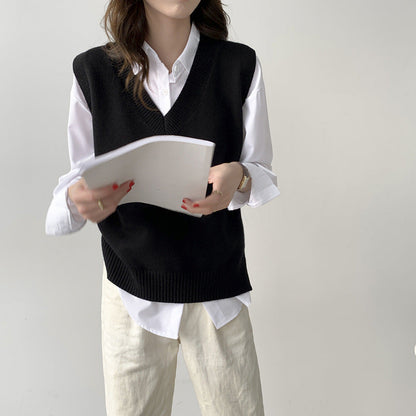 Women's Knitted Vest Sleeveless V-Neck Fashionable