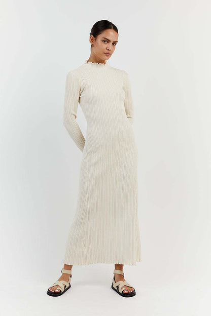 Women's Elegant Ribbed Maxi Dress