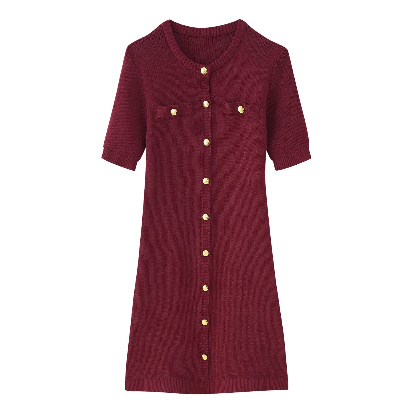 Women's Elegant Short-Sleeved Knitted Dress