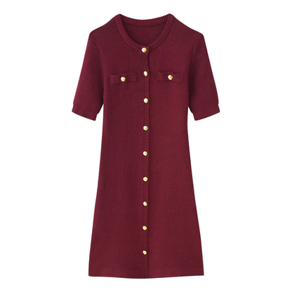 Women's Elegant Short-Sleeved Knitted Dress