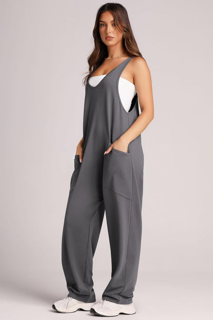 Women's Comfort Jumpsuit with Large Pockets and Stretch Fabric