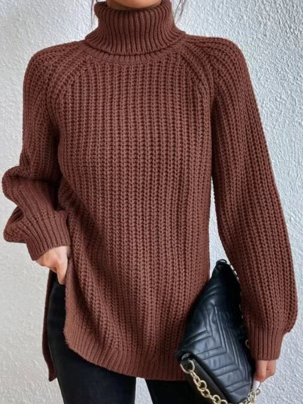 Women's Knitted Jumper High Neck Honeycomb Pattern Elegance
