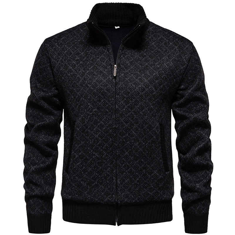 Men's Modern Plaid Cardigan Zipper