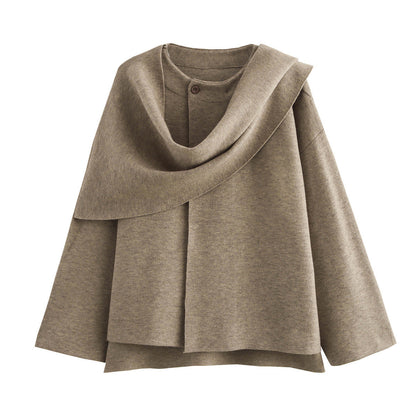 Women's Asymmetric Poncho Jacket Soft Fleece Wrap