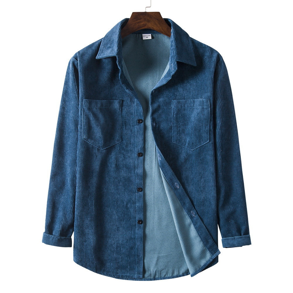 Men's Corduroy Shirt Elegant Button-Down Design