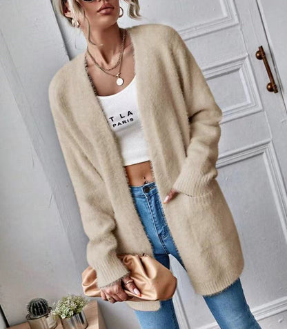 Women's Fluffy Cardigan Soft Plain Elegant Design