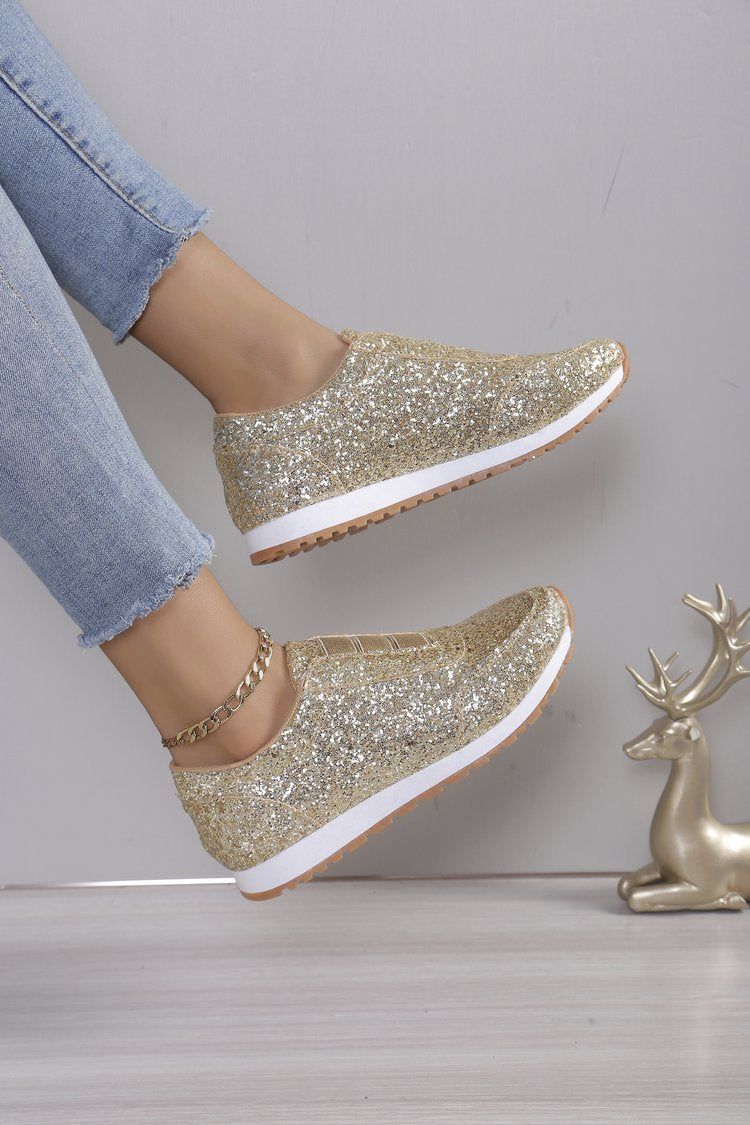 Women's Glitter Shoes Sneakers Elegant Chic