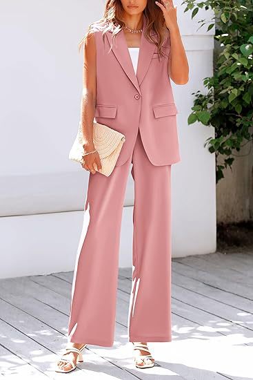 Women's Elegant Business Suit Short Sleeve Tops and Pants