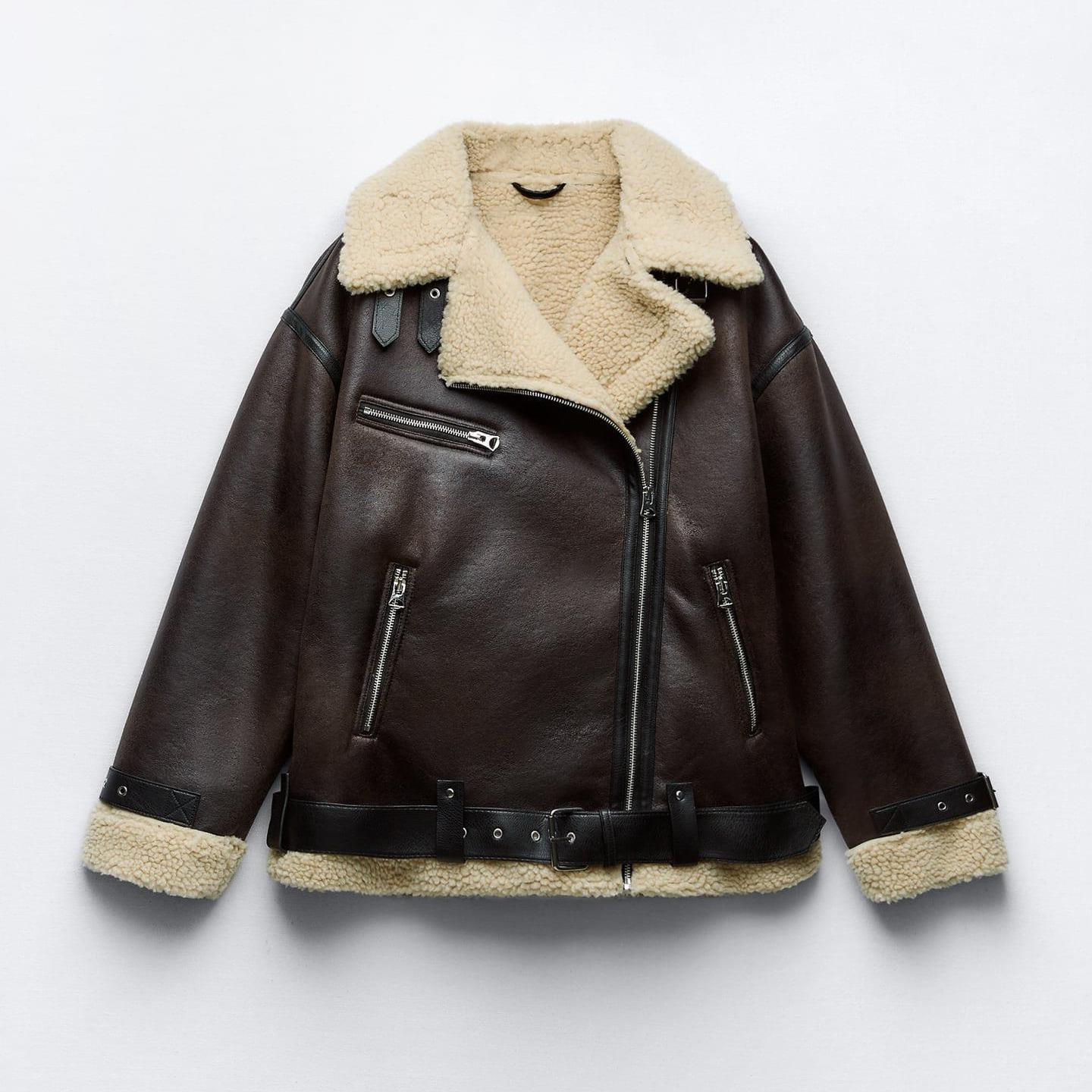 Lederschuh Damenjacke Mit Revers Schwarz - IdealeKleiden