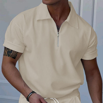Men's Short-Sleeve Polo Shirt with Textured Look