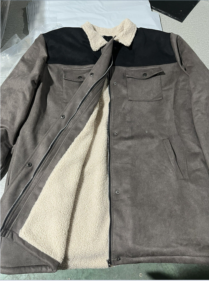 Men's Leather Jacket Teddy Lining Elegant Modern