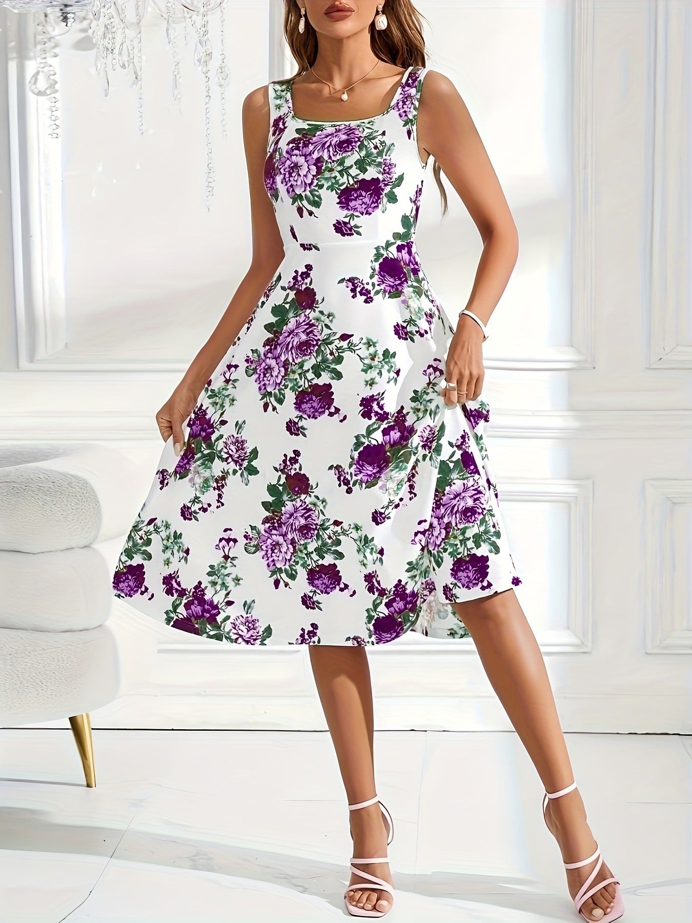 Women's Summer Dress Floral Print Flowy Elegant