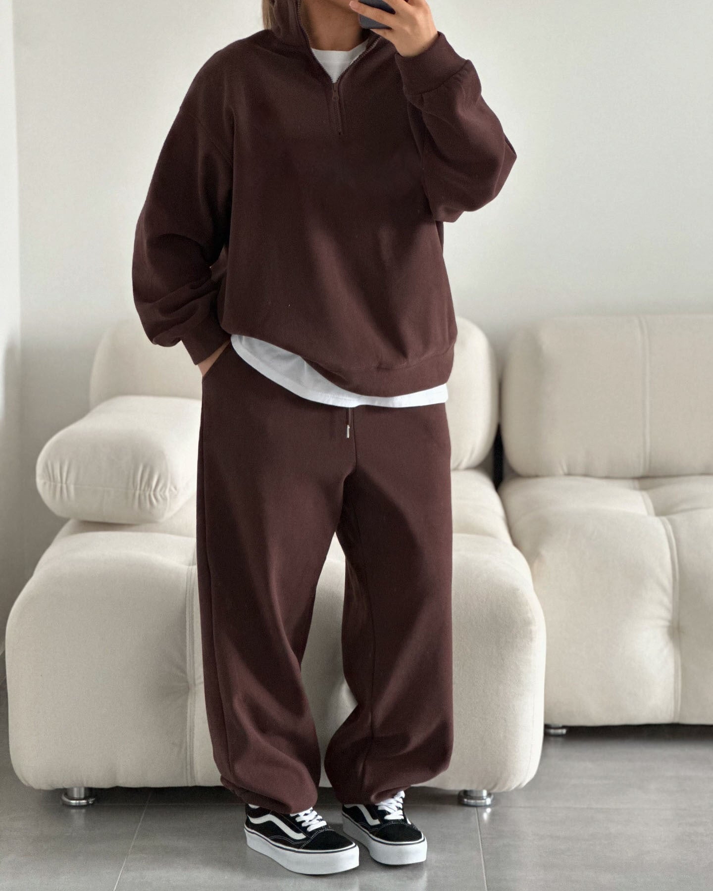 Women's Fleece Tracksuit Stand-up Collar Zipper