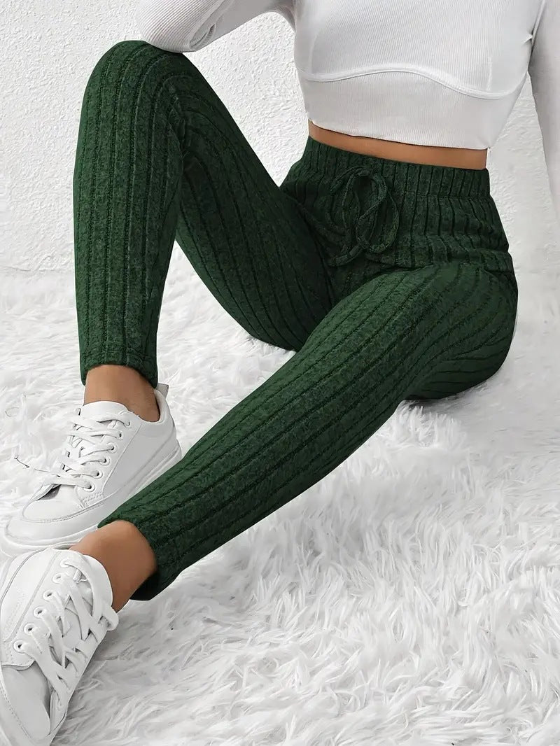 Damen Fleece Sweatpants Weich Rippstruktur