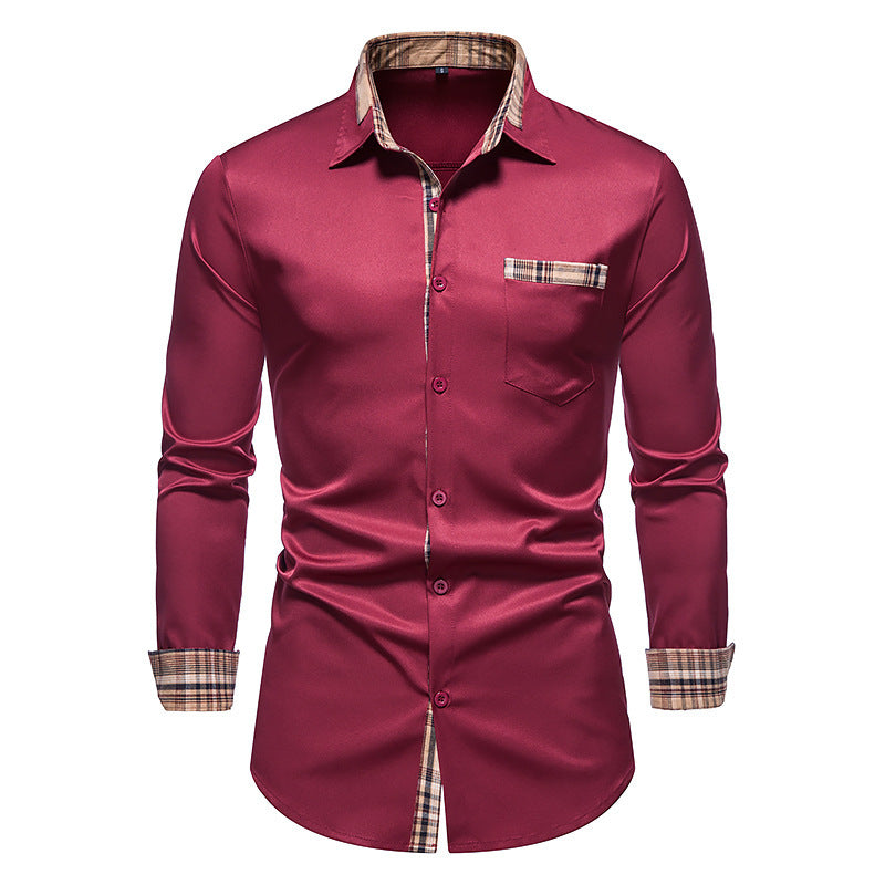 Men's Shirt Modern Plaid Pattern Chest Pocket