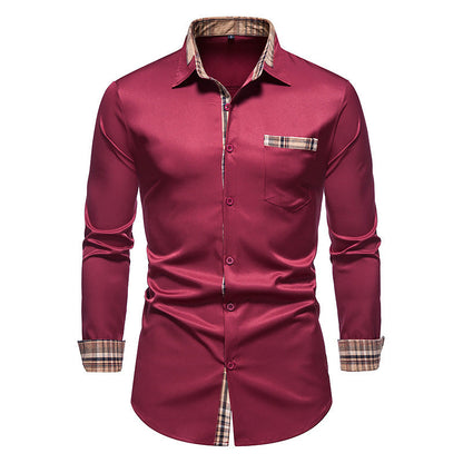 Men's Shirt Modern Plaid Pattern Chest Pocket