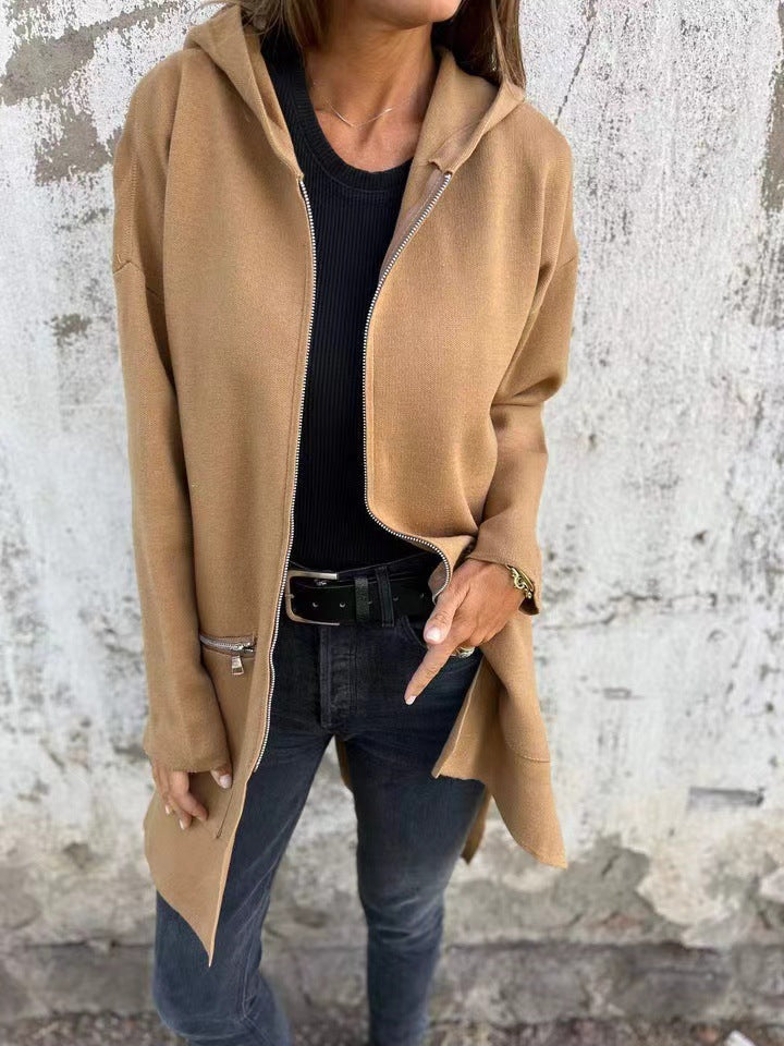 Women's Long Winter Jacket With Side Zipper